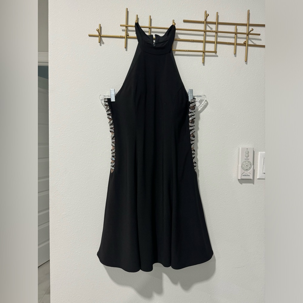 Xscape black halter mini dress, size 10, fits (8-10), mini dress